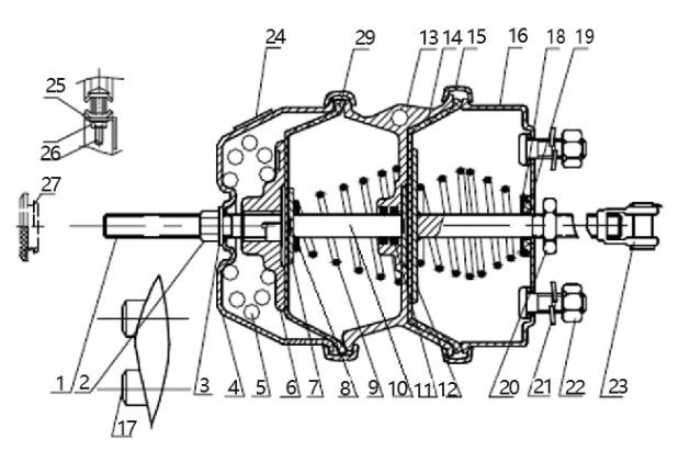 Spring brake air chamber structure for bus